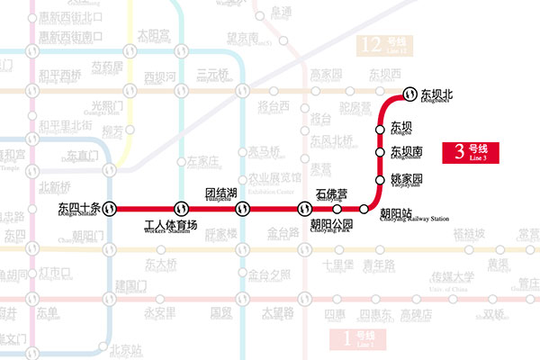 北京地铁3号线线路图及运营时间表